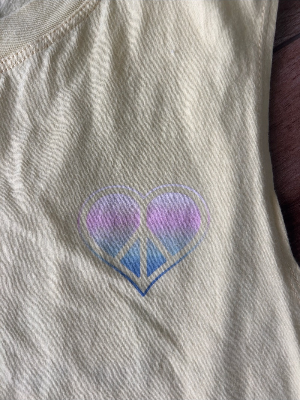 Med Spiritual Gangster Pastel Yellow Muscle Tank w/Heart Peace Sign PEACE LOVE - Picture 2 of 10